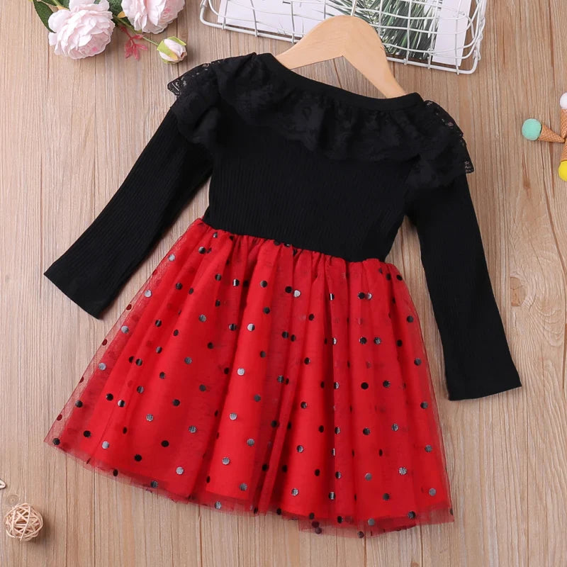 Girls Long Sleeve Mesh Sparkly Dress (Age 3-6 YRS)