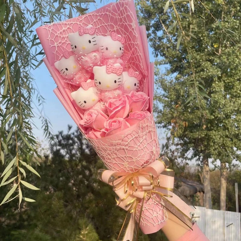 Miss Kitty Figurines Gift Flower Bouquet