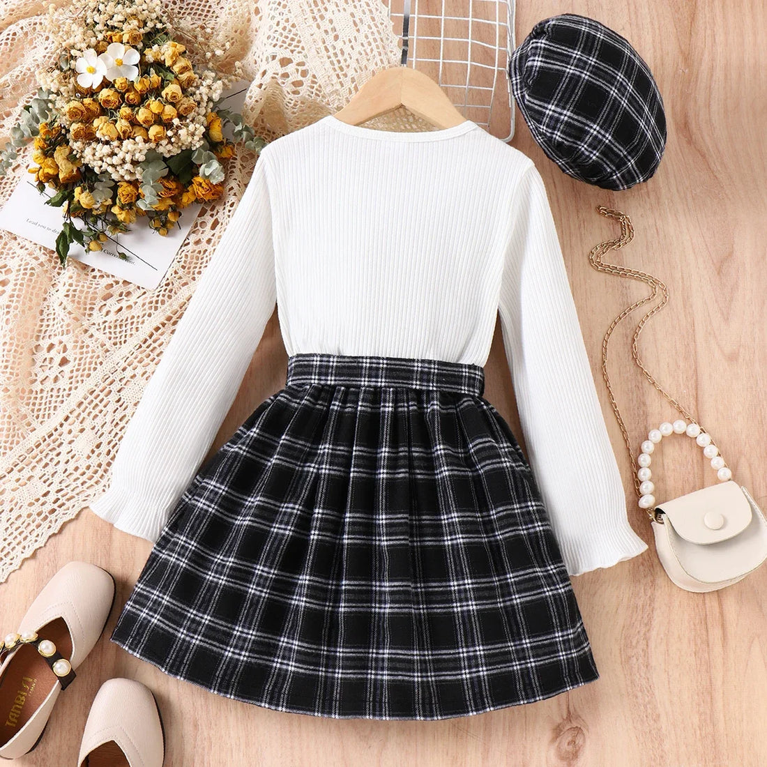 Girls Black Plaid Dress (Age 5-12YRS)