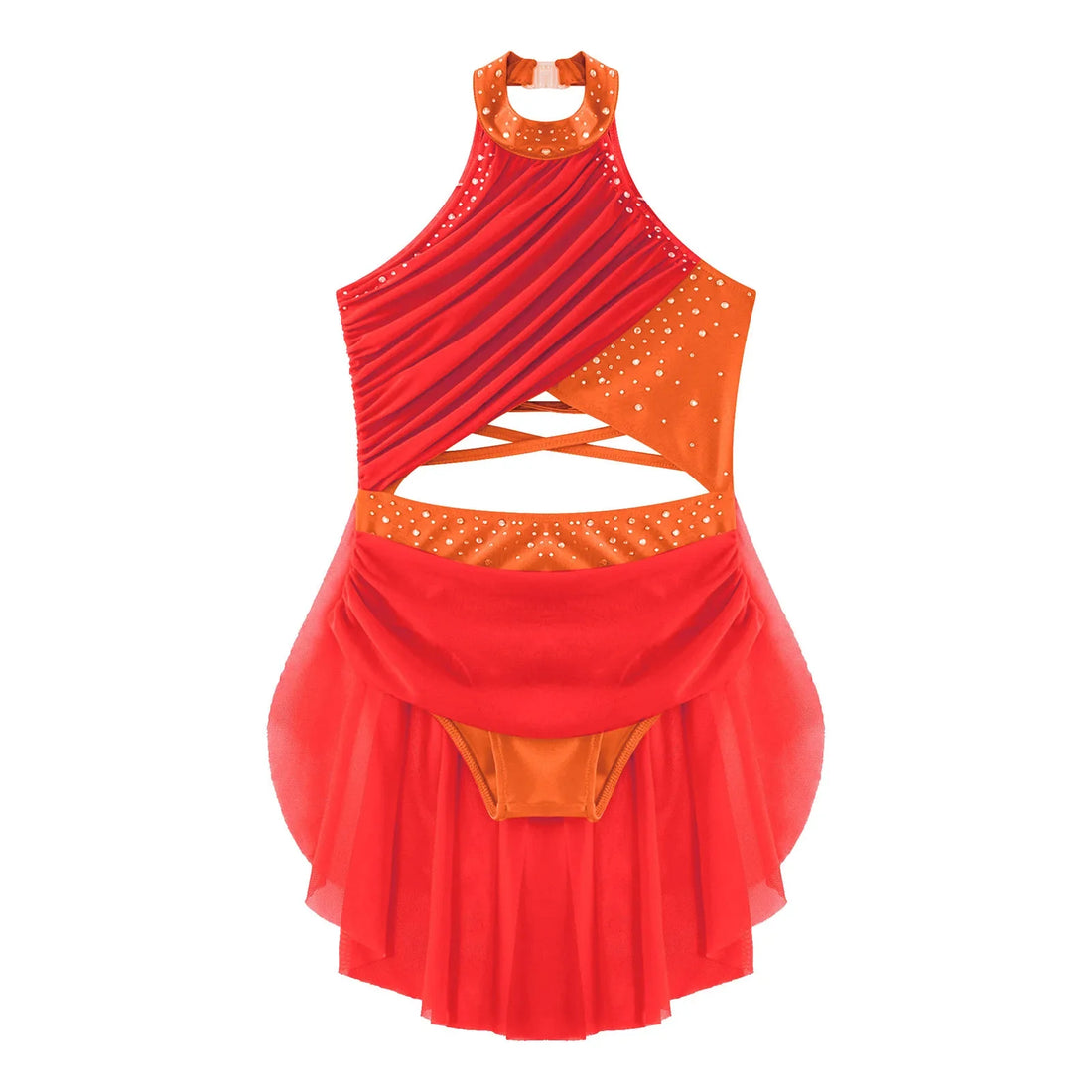 Girls Dance Rhinestone Dress Costume (Age 6-16YRS)