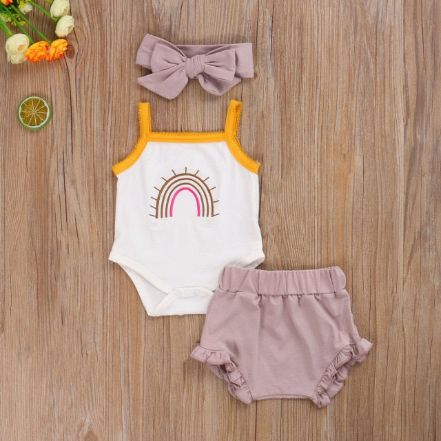 Baby Girls Bodysuit Shorts & Headband (Age 3m-24m)