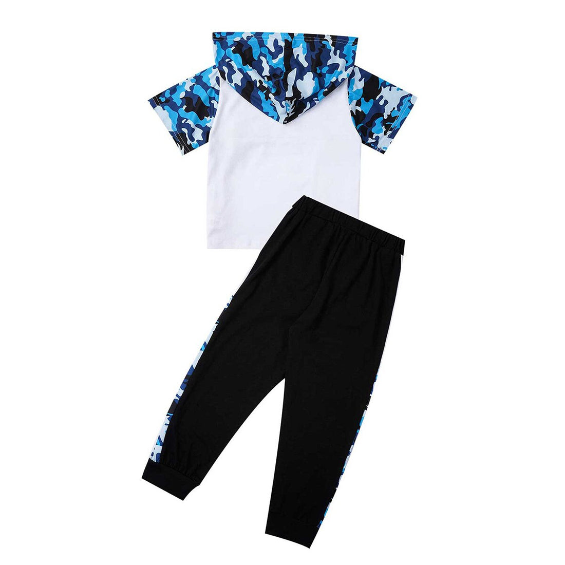 Boys Blue Camoflauge Hooded T-Shirt & Trousers Set (Age 24M-8YRS) Blue