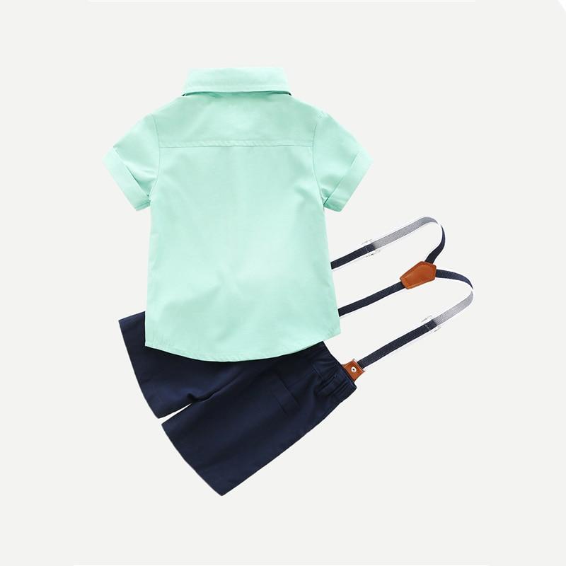 Boys Toddler Green Shirt & Shirts With Braces & Dickie Bow (Age 6m-4yrs) Multi